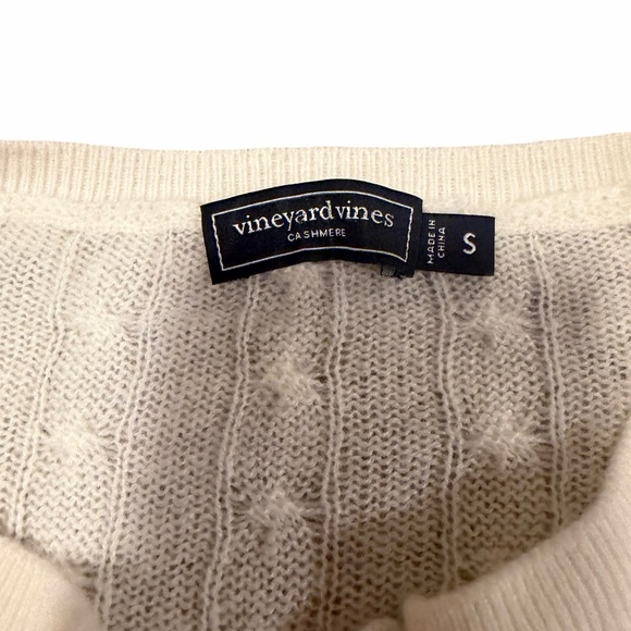 Vineyard Vines 100% Cashmere Cable Knit Cardigan Sweater Cream Small - Picture 4 of 5